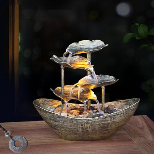 Tabletop Waterfall Fountain - 4 Tier with USB Pump and LED Lights