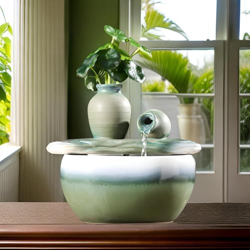 827 Inch Ceramic Tabletop Fountain with Free Crystals