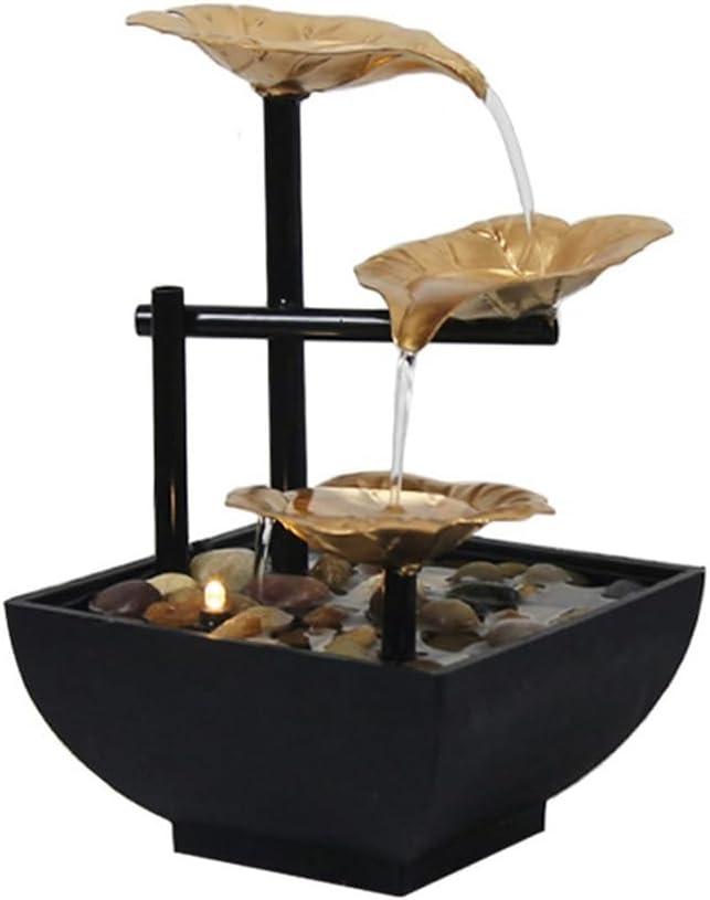 Iron Desktop Fountain with Lotus Design for Zen Meditation and Home Decor