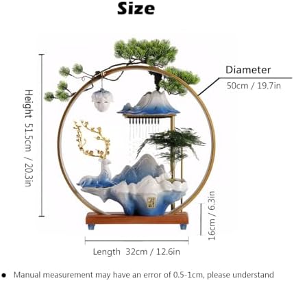 Stylish Ceramic Deer Waterfall Fountain with LED Light and Incense Holder