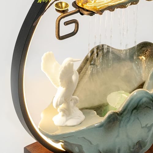 Emmliy Tabletop Water Fountain with LED Light Mist