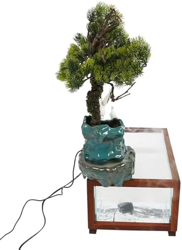 Elegant Tabletop Crane Water Fountain with LED and Fish Tank