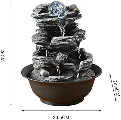 XRXwuf689 Desktop Water Fountain with Resin Rock and Rotatable Ball