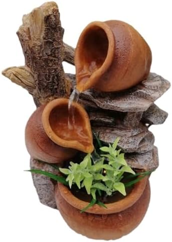 Elegant Water Flow Clay Pot Tabletop Fountain Decoration