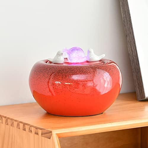 XRXwuf689 Red Ceramic Desktop Water Fountain