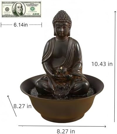 Fengshui Caishen Tabletop Water Fountain - Dark Brown