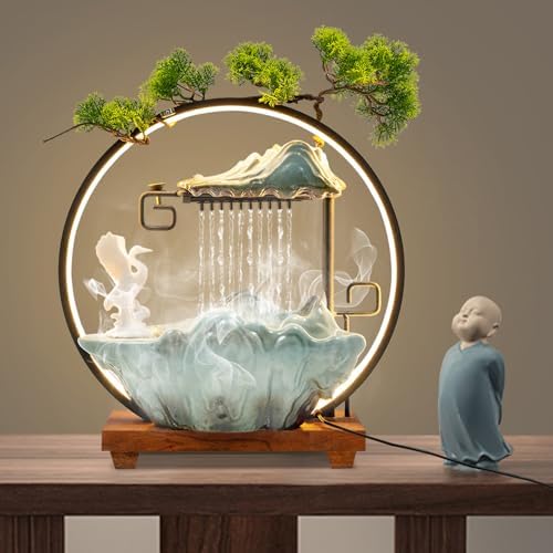 Emmliy Tabletop Water Fountain with LED Light Mist