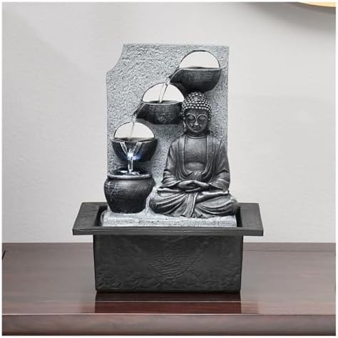 Zen Buddha Water Fountain for Desk and Home