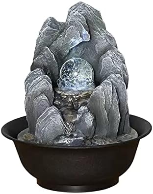 XRXwuf689 Desktop Water Fountain with Rotatable Ball for Zen Relaxation