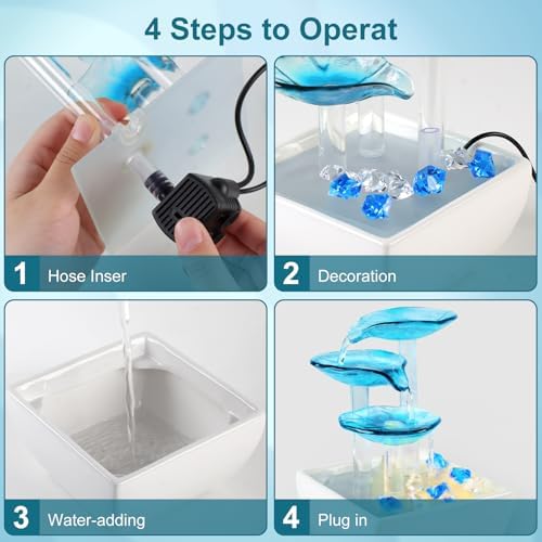 Epeecehomie Ceramic Tabletop Fountain - Blue Zen Decor for Home and Office