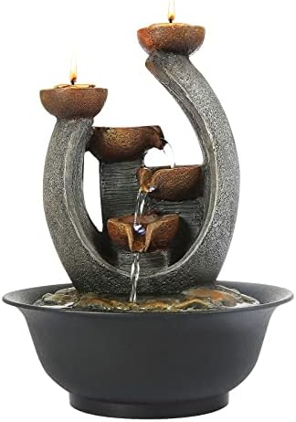 WICHEMI Indoor Fountain with Candle Holder for Home Office Decor