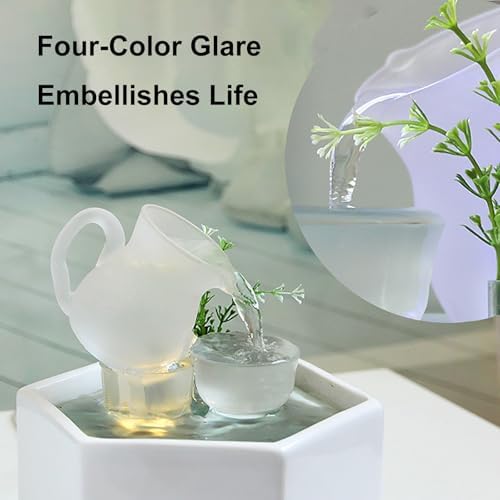 Ceramic Indoor Fountain with LED Light for Home Office
