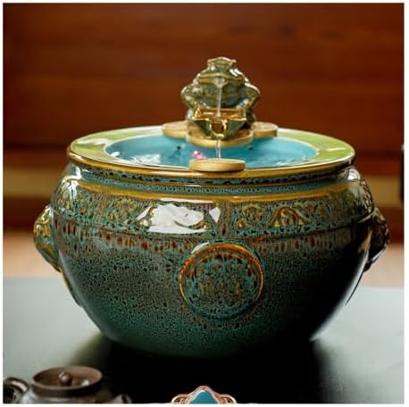 Ceramic Tabletop Fountain with Water Wheel and Lucky Decor