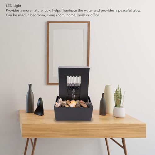Tabletop Water Fountain with LED Light and Pebbles