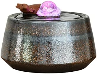 XRXwuf689 Desktop Water Fountain with Cow Sculpture
