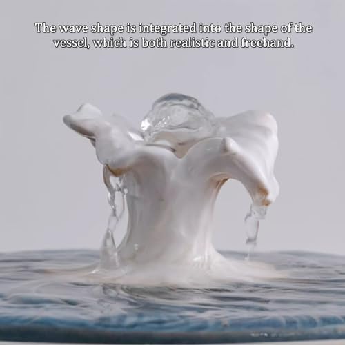 Mini USB Ceramic Water Fountain for Office Desk and Home Decor Blue