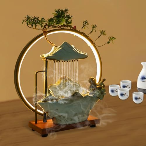 TFCFL Ceramic Buddha Water Fountain with LED Light and Mist