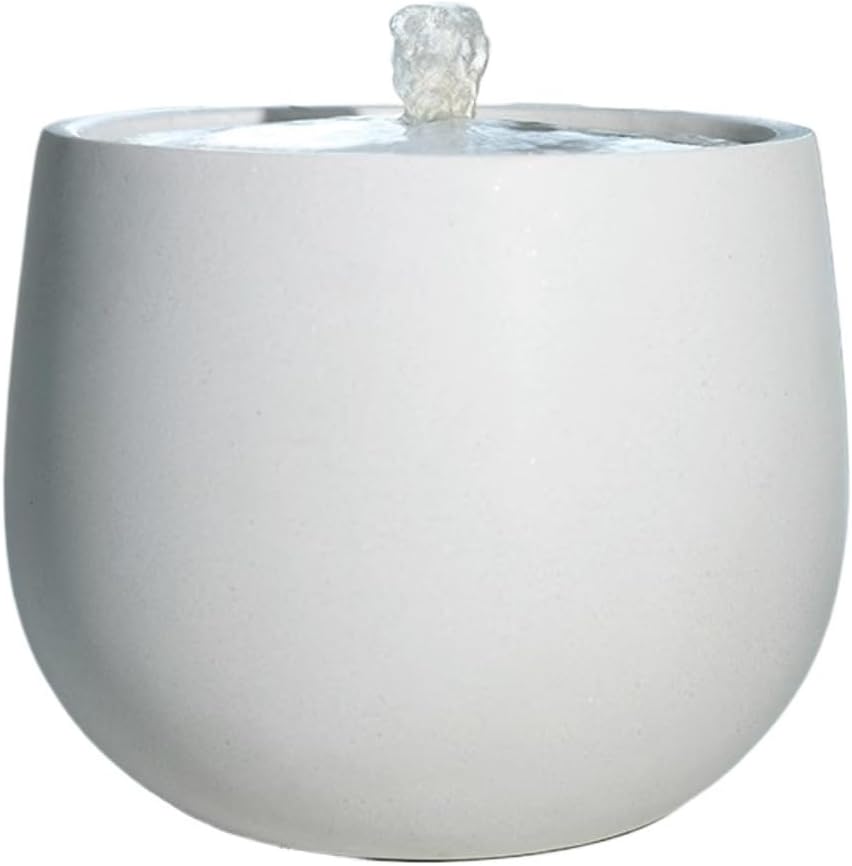 White Minimalist Tabletop Fountain with LED Lighting