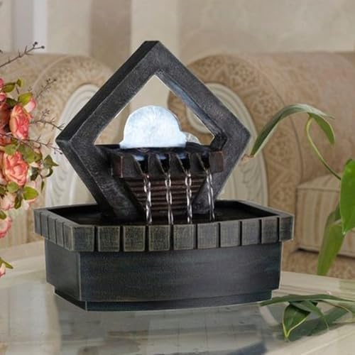 Nirvaer Indoor Meditation Fountain with LED Light and Water Flow Brown