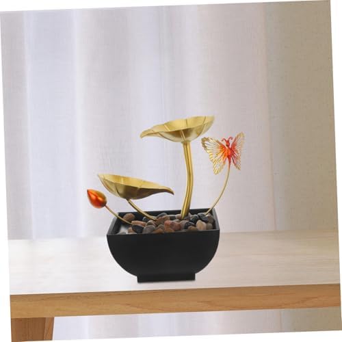 STOBAZA Indoor Water Fountain with Lotus Leaf and River Rocks USB-Powered Air Humidifier for Relaxation and Decor