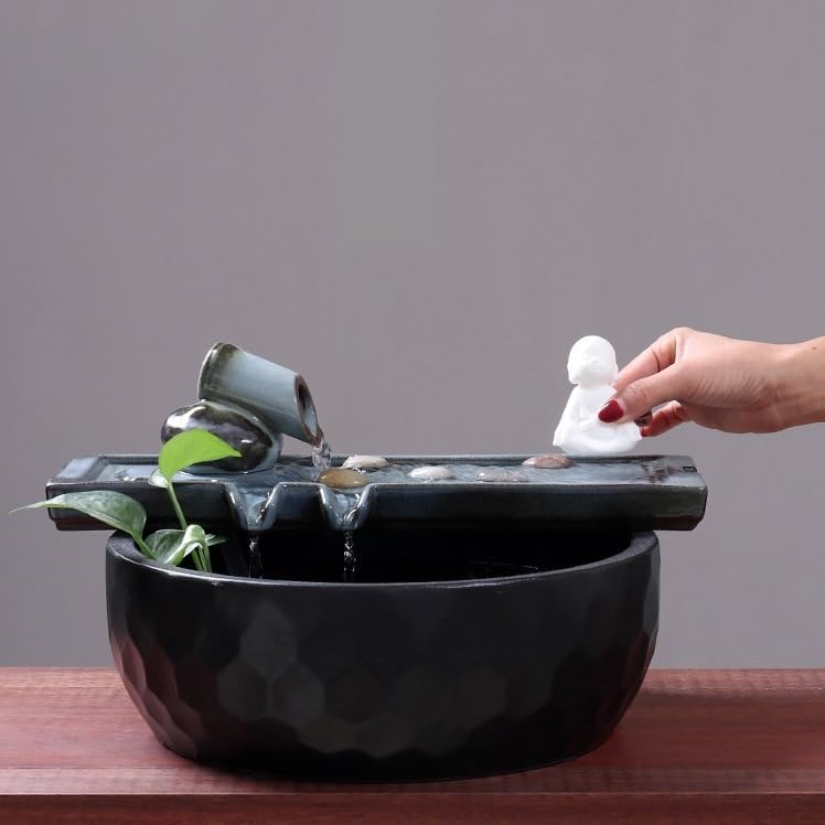 Ceramic Desktop Water Fountain for Home Zen Decor