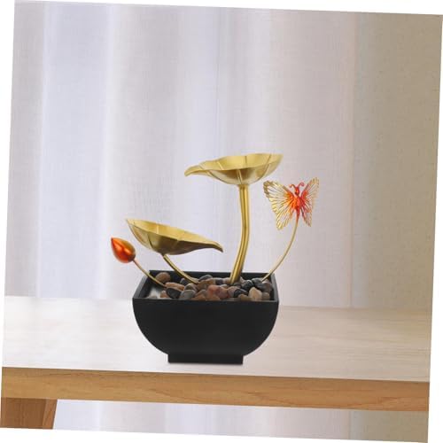 CORHAD Leaf Indoor Tabletop Fountain with LED Light and River Rocks