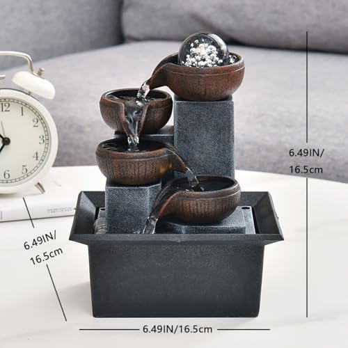 Bocnity 4 Tier Tabletop Waterfall Fountain with LED Light