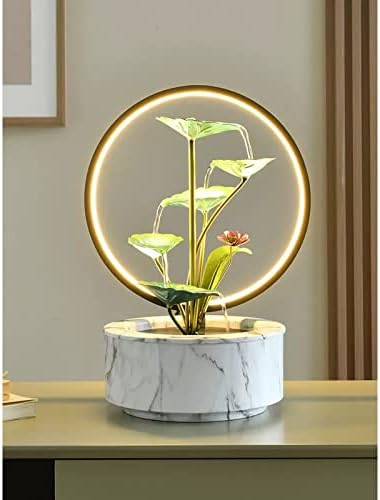 5 Tier Indoor Water Fountain with LED Light and Lotus Leaf Design