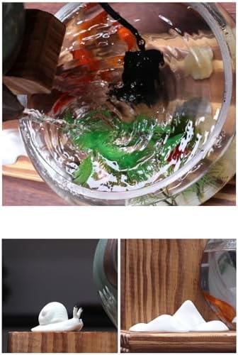 Feng Shui Water Fountain Ornament Elegant Glass Fish Tank with Zen Waterfall