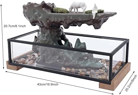 Desktop Rockery Waterfall Fountain with Fish Tank and Plants