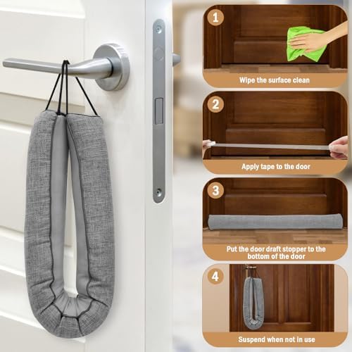 36 Inch Triangle Door Draft Stopper with Hanging Loops - Gray