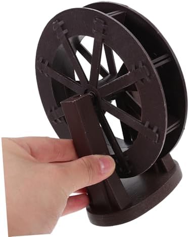 VOSAREA Micro Water Fountain Wheel with Bracket Brown Rustic Design Indoor Decor Accessory