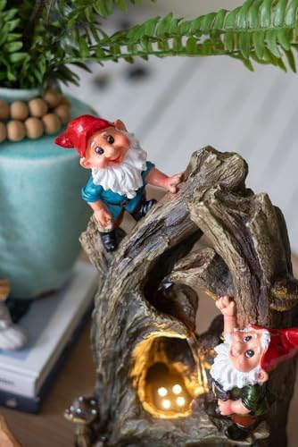 Decorative Woodland Gnome Water Fountain with LED Light 1