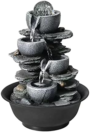 CLoxks XRXwuf689 Desktop Water Fountain with 4-Stage Bowl and Automatic Pump