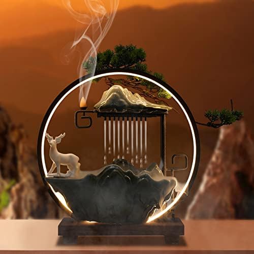 Tabletop Buddha Water Fountain with LED Light and Mist