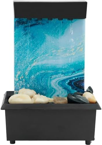 Light Blue Tabletop Fountain with Sound and Light