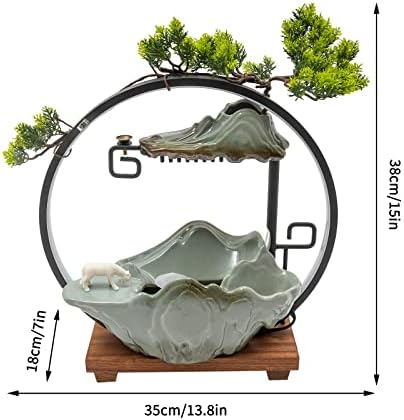 Tabletop Water Fountain with Mist and LED Lighting