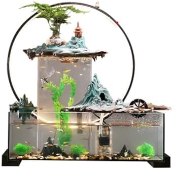 Tabletop Fountain with Water Circulation and Miniature Plants