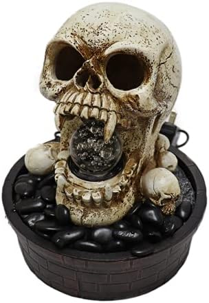 Custom Pro Tabletop Halloween Devil Skull Fountain with Rotating Orb