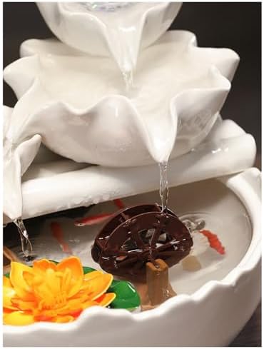 Elegant Ceramic Tabletop Water Fountain with Lighting and Fog