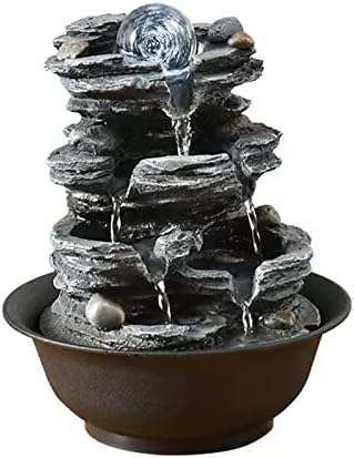 XRXwuf689 Desktop Water Fountain with Resin Rock and Rotatable Ball