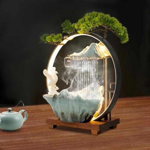 Emmliy Tabletop Water Fountain with LED Light Mist