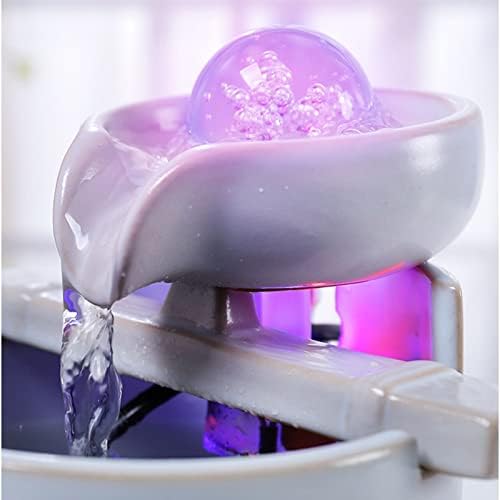 Elegant Mini Ceramic Indoor Water Fountain with LED Lights