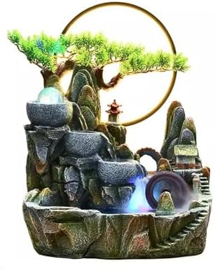 Indoor Fountain with LED Light and Simulated Waterfall
