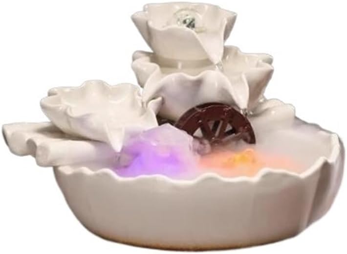 Elegant Ceramic Tabletop Water Fountain with Lighting and Fog