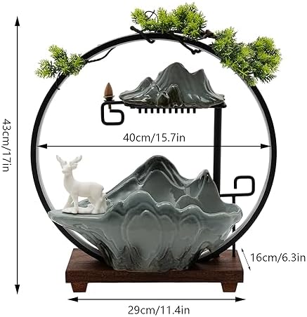 Tabletop Fountain with Glowing Circle and Deer