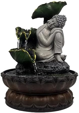 Compact Zen Buddha Tabletop Fountain - Grey
