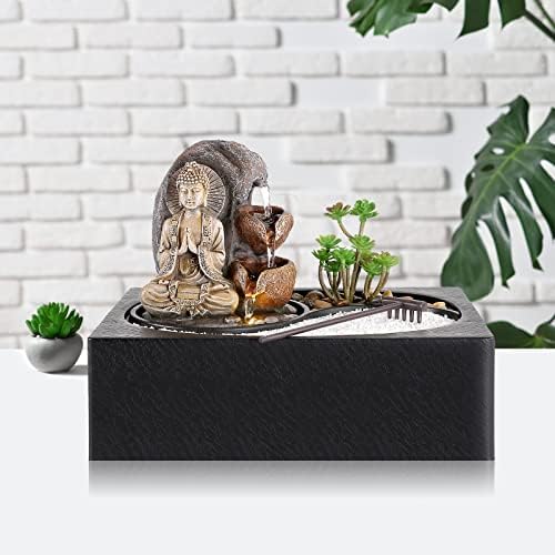 WICHEMI Waterfall Fountain Indoor Zen Garden Decor with LED Light