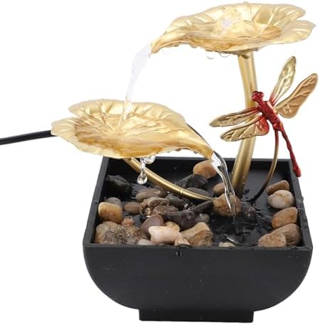 SASKATE Lotus Leaf Dragonfly Tabletop Fountain