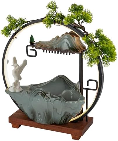 BIXIBIN Tabletop Fountain with LED Lights and Mist Maker